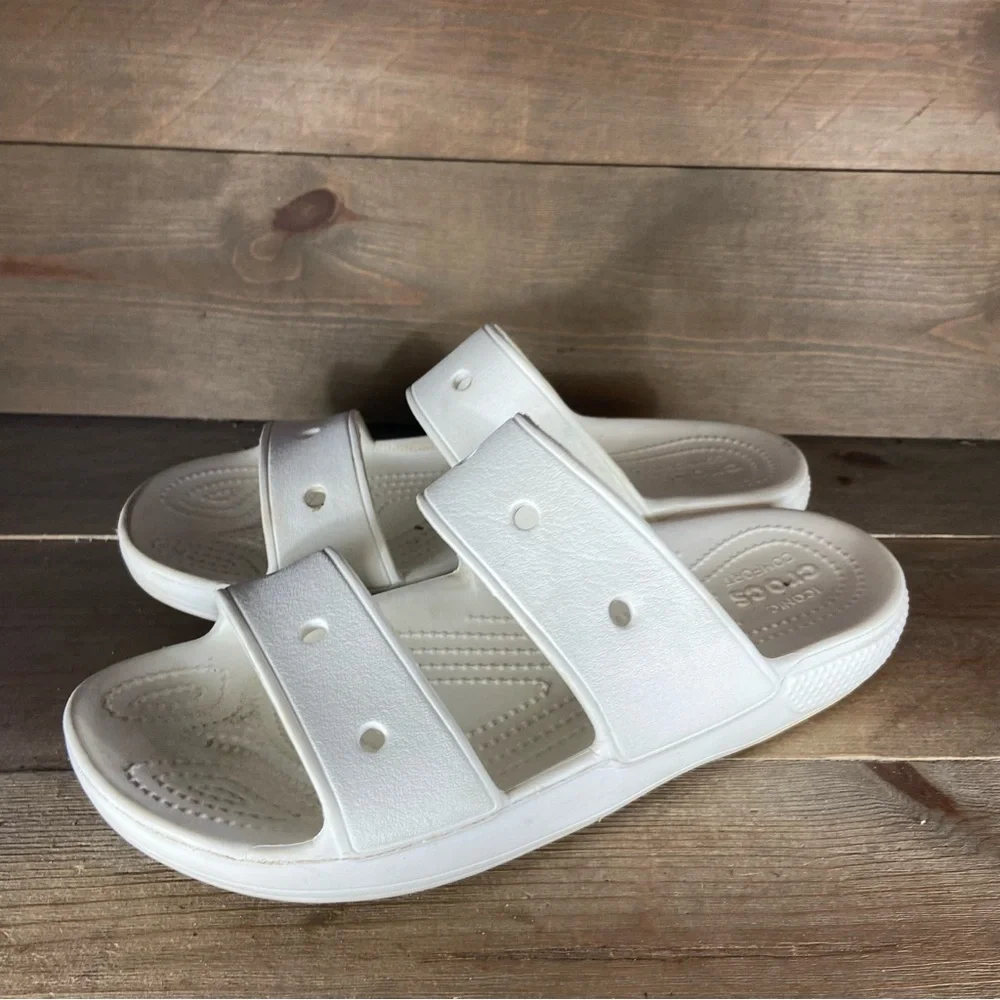 crocs classic mens size 9 shoes white slip on slide comfort sandals